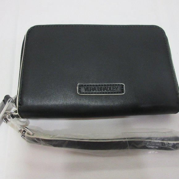 Vera Bradley Handbags - Vera Bradley Zip-Around Wallet Wristlet Faux Leather Black NWT MSRP $48